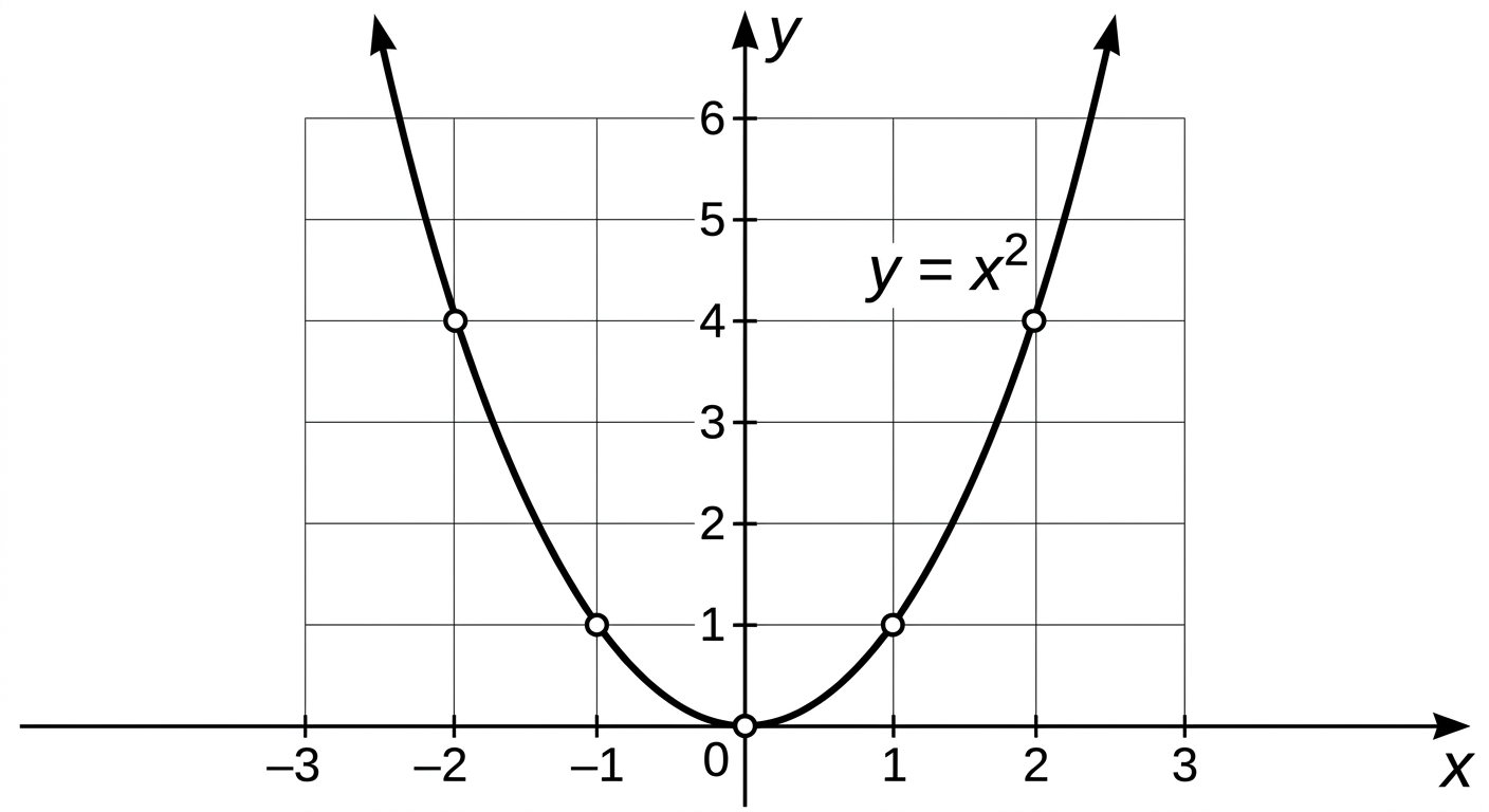 y equals x squared.
